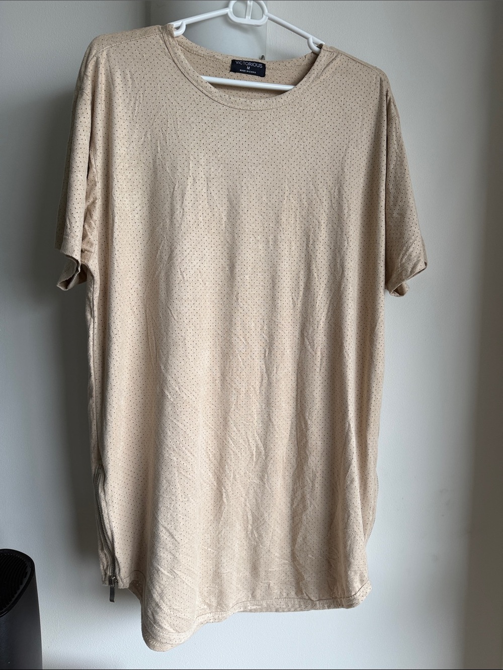Tan/Beige Short-Sleeve Perforated Men's Tee